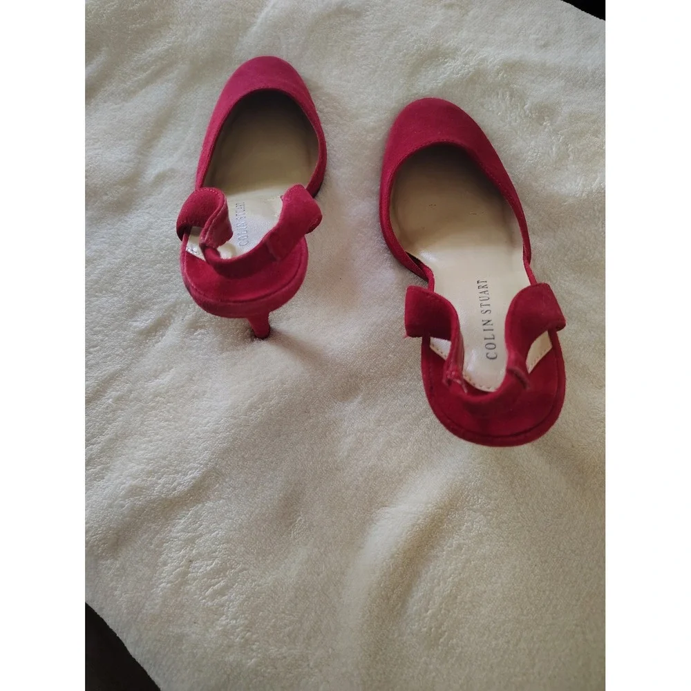 Colin Stuart Ruby Red Slingback Heels Almond Toe Pumps Kids Size 5 175375-051